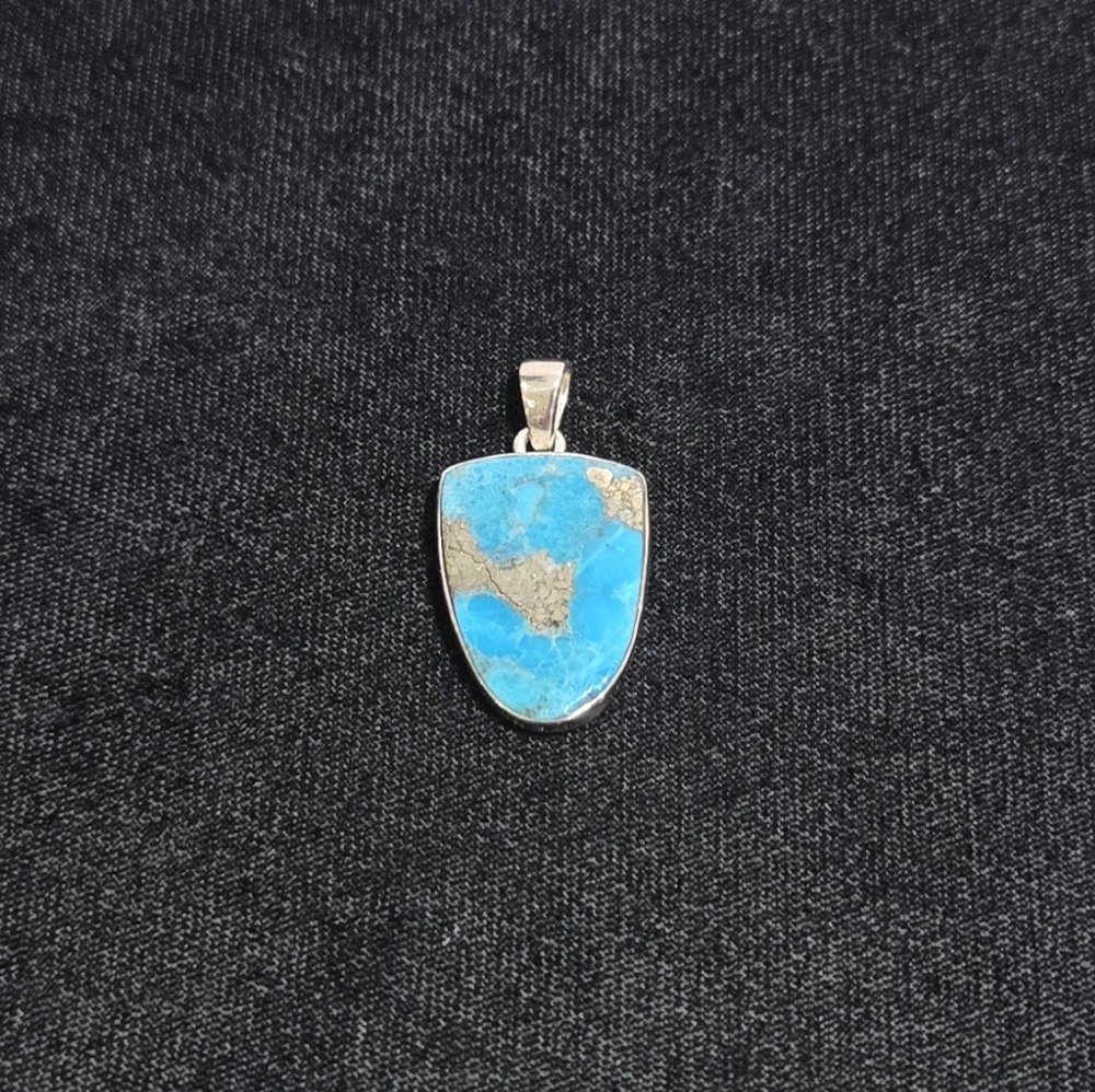 Blue Mohave Turquoise With Pyrite Pendant #988